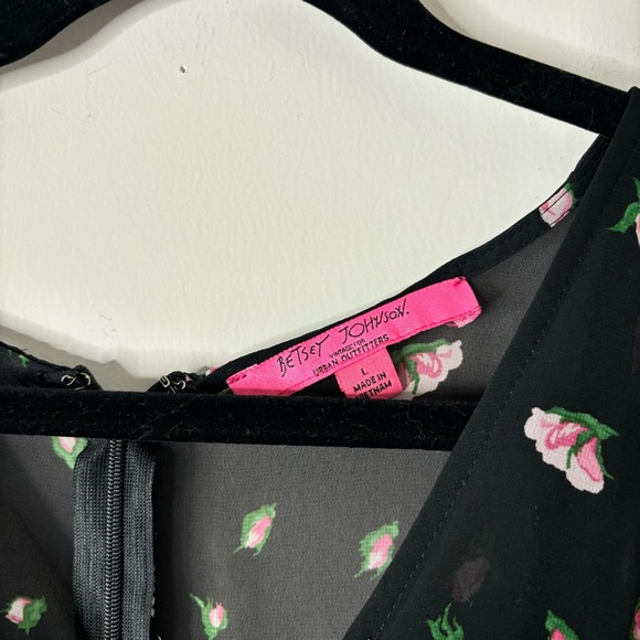 Betsey Johnson Black and Pink Floral Maxi Dress - Picture 6 of 6